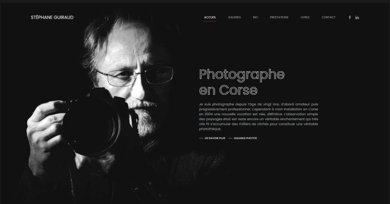 <p>Stéphane Guiraud est un photographe talentueux et passionné basé en Corse, reconnu pour son expertise dans plusieurs domaines, notamment les portraits, les paysages, l'architecture et la photographie événementielle. Son travail se distingue par une approche artistique unique et une attention particulière aux détails, lui permettant de capturer des moments authentiques et de sublimer la beauté naturelle et culturelle de l'île. Stéphane s'efforce de raconter des histoires à travers ses images, que ce soit en immortalisant des visages expressifs, en mettant en valeur des paysages époustouflants ou en documentant des événements marquants.</p>
<p>Avec un œil aiguisé pour la composition et une sensibilité à la lumière, il crée des photographies qui transcendent le simple document pour devenir de véritables œuvres d'art. Que ce soit pour des projets personnels ou professionnels, Stéphane Guiraud apporte une vision et une expertise précieuses, offrant des images qui captivent et inspirent. Sa démarche est guidée par une passion profonde pour la photographie et un désir constant de découvrir et de partager les richesses visuelles de la Corse et d'ailleurs.</p>